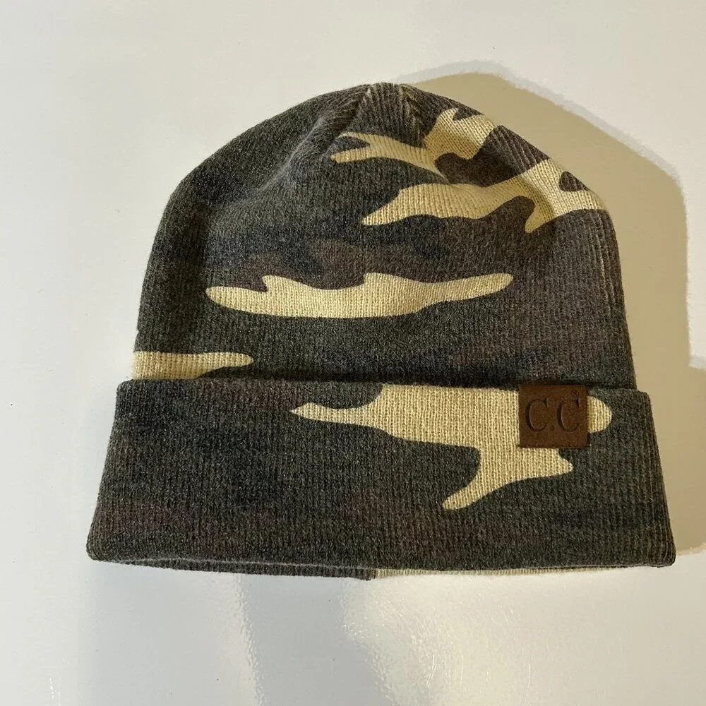 CC Camouflage Knit Beanie Winter Cold Weather Accessory Toboggan Outdoors Hiking